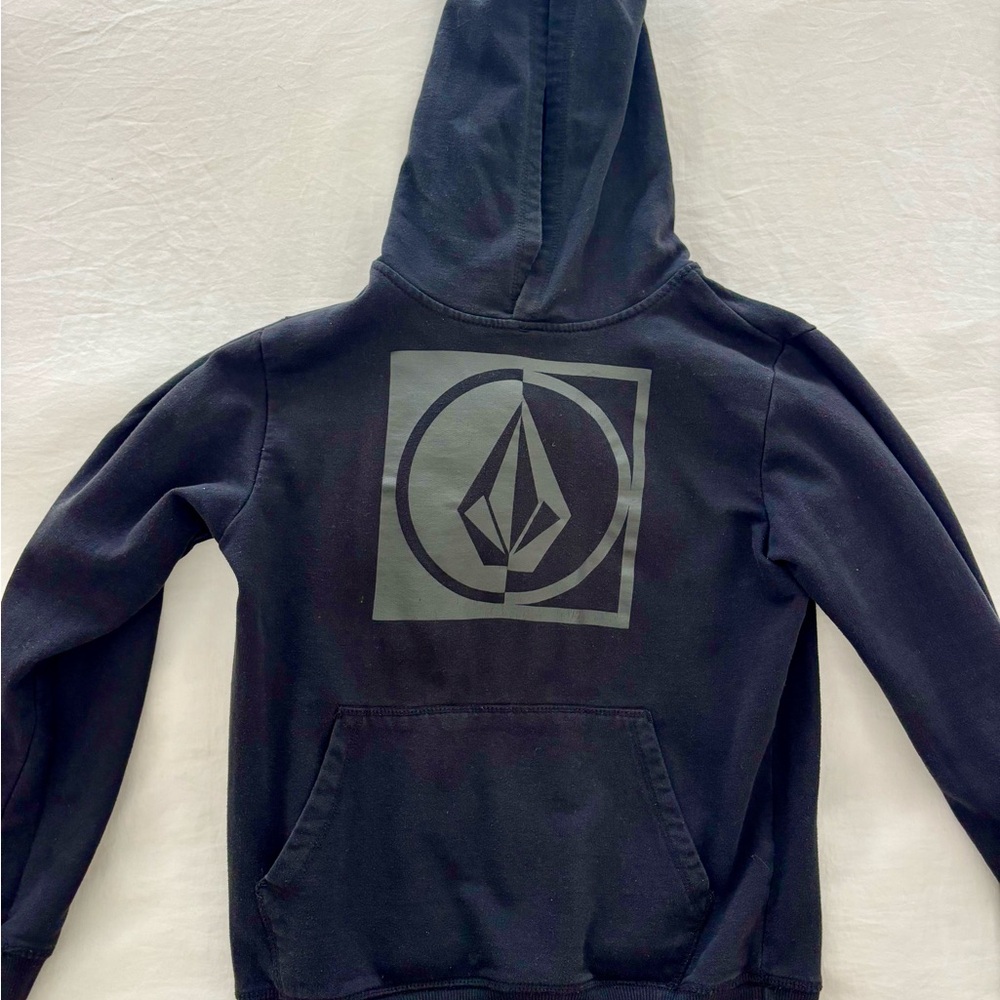 Kids’ Volcom Black Hoodie with Iconic Logo - Size Large